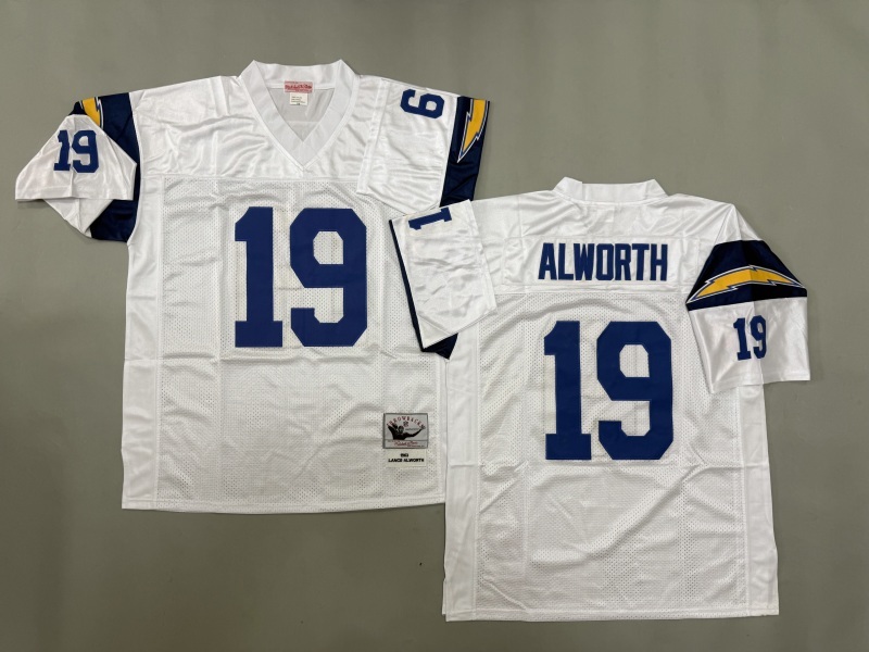 Men 2025 Los Angeles Chargers #19 Alworth white Throwback Limited NFL Jersey style 003